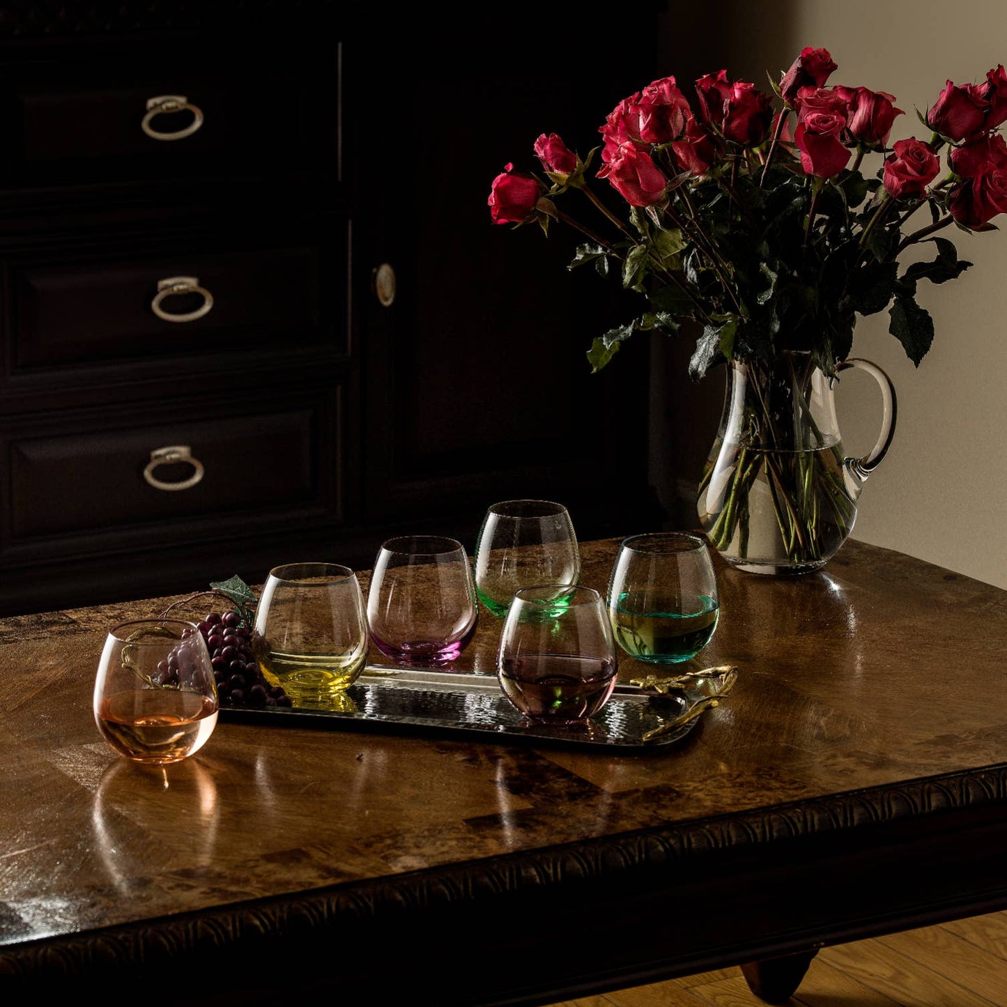 JoyJolt - Hue Colored Stemless Wine Glasses, Colorful Party Glasses