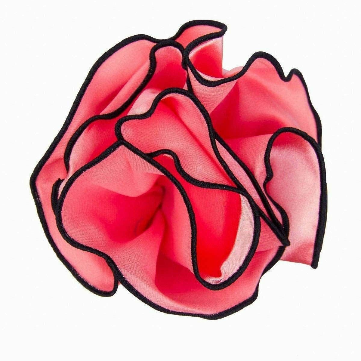 Classy Cufflinks - Vittorio Farina Round Pocket Square with Embroidered Piping Var. 02 by Classy Cufflinks: Red/Black (032)