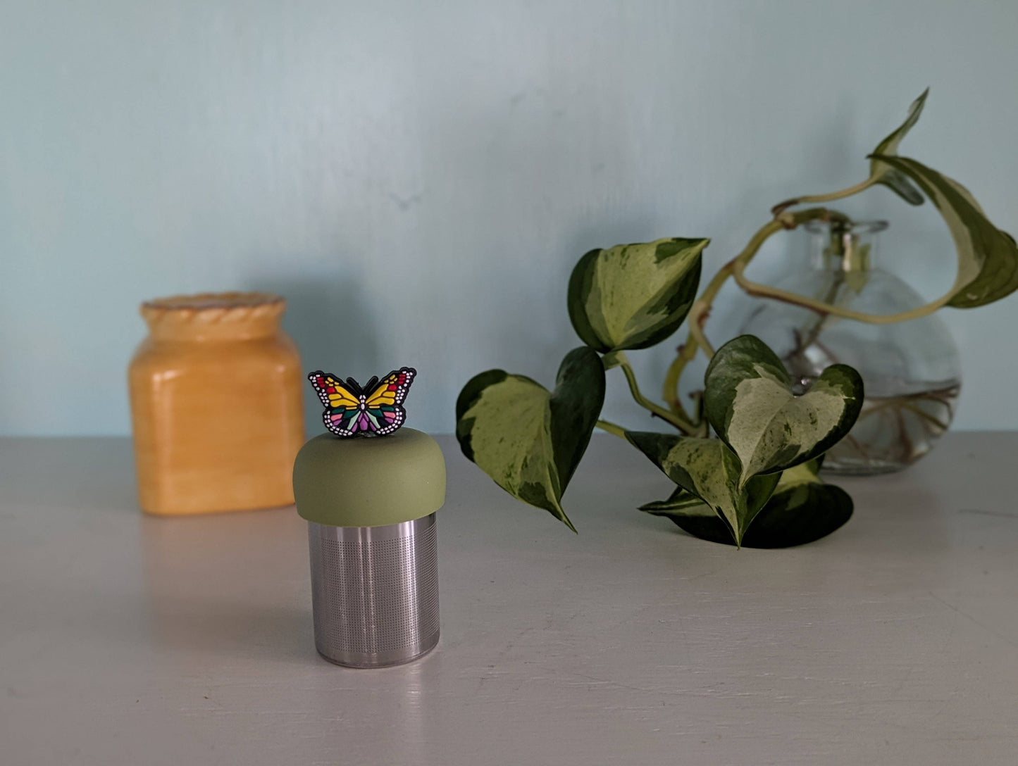 Teany Tiny Kitchen Tea Infuser - Butterfly | Floating Tea Steeper | Green Base | Rainbow