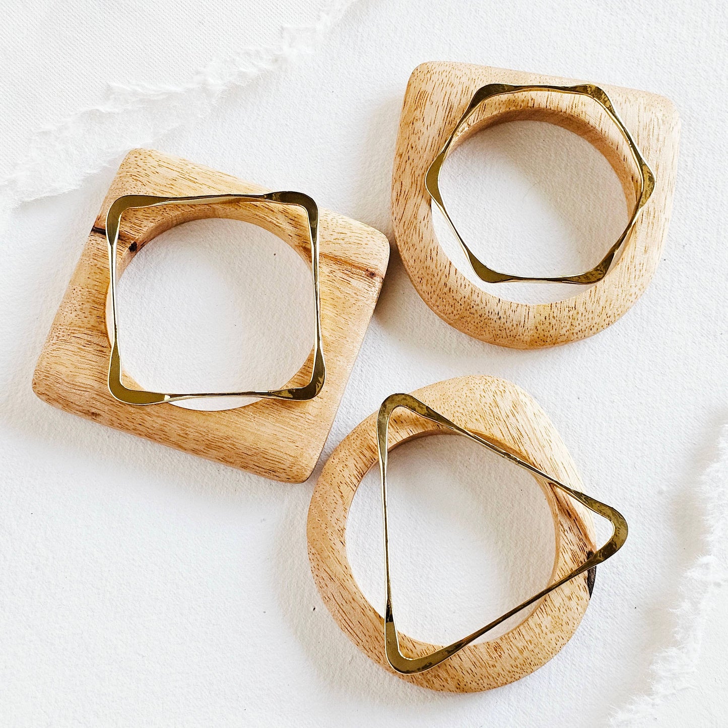 Bisjoux - Bare orchard wood designer bangle bracelet set: Wood set
