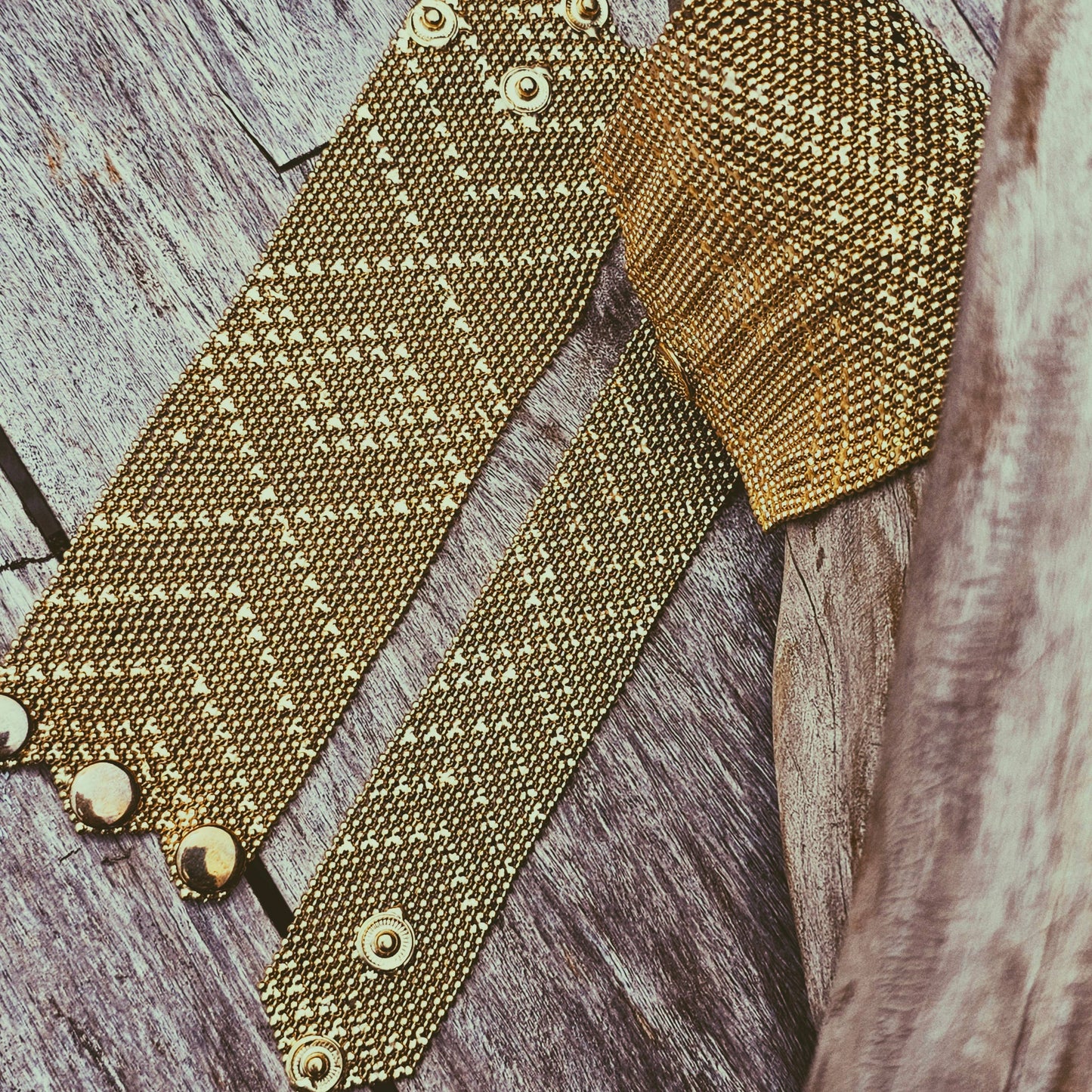 Bisjoux - Brass mesh woven beaded bracelet 3 styles handmade: Large