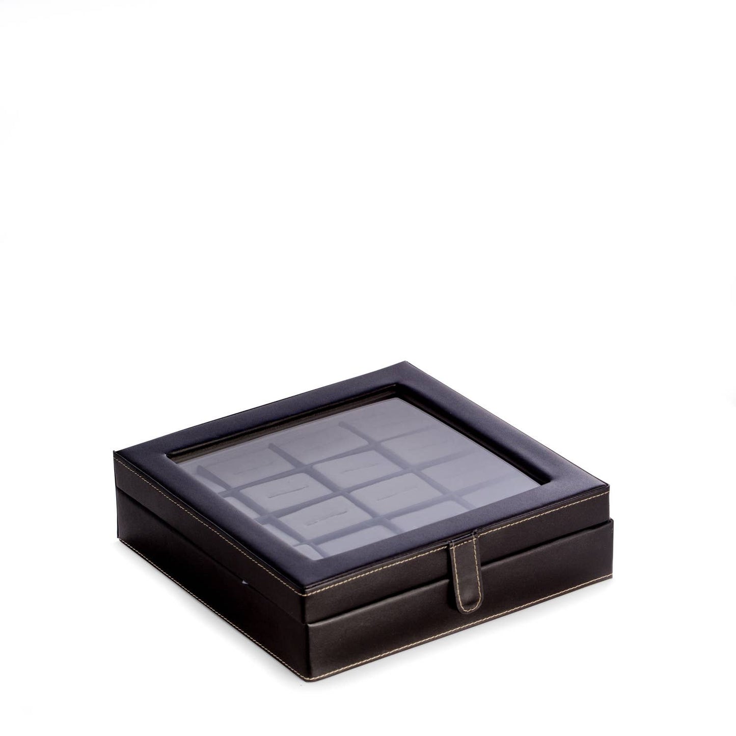 BeyBerk International - 20 Cufflink Box - Black Leather