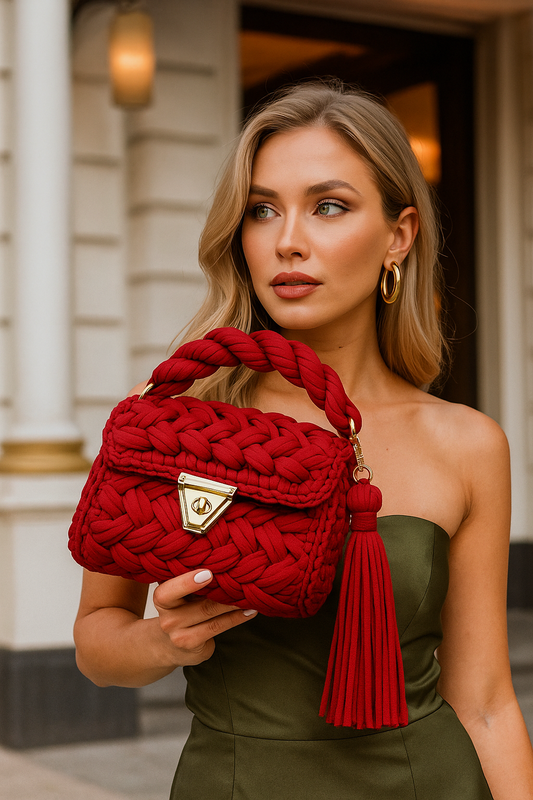 CHQEL - CHQEL Evening Clutch Bag for Women, Handmade Crochet Wedding