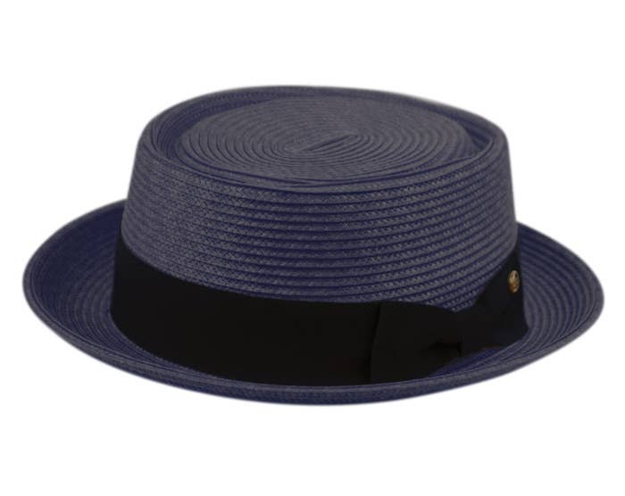 Epoch hats - Poly Braid Pork Pie Hats Derby Fedora Upturn Brim Hat: Black