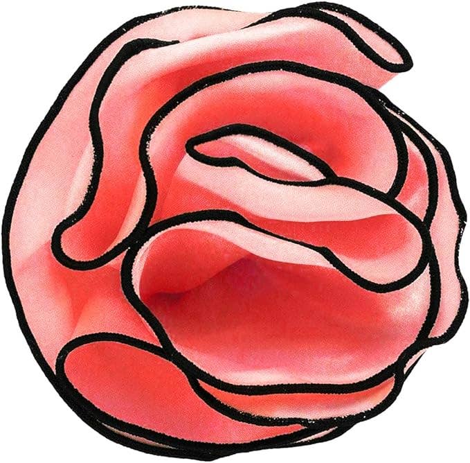 Dubal Brothers - Vittorio Farina Round Satin Pocket Square with Embroidered Piping: White and Black