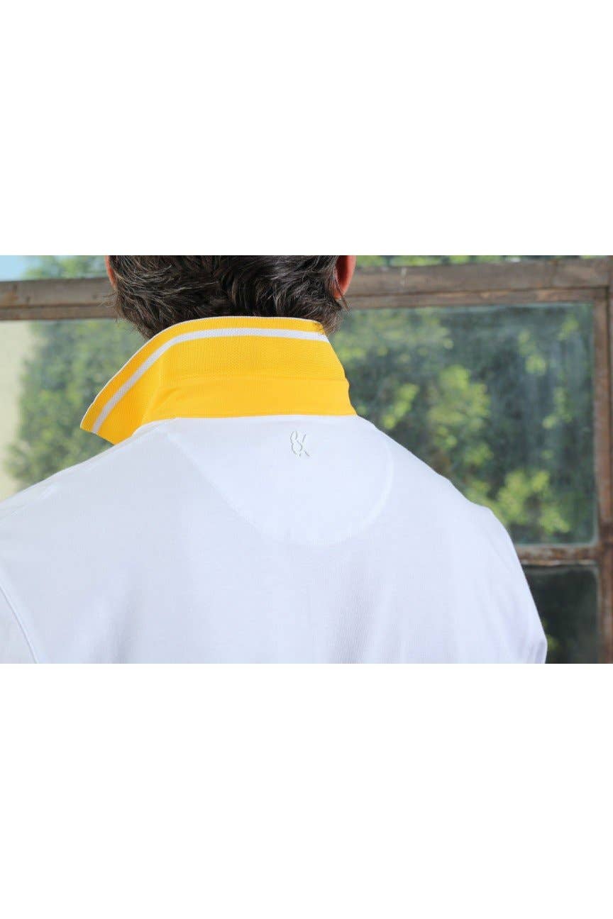EIGHT X - White Polo With Yellow Trim #T-7003: White / 3 XLARGE