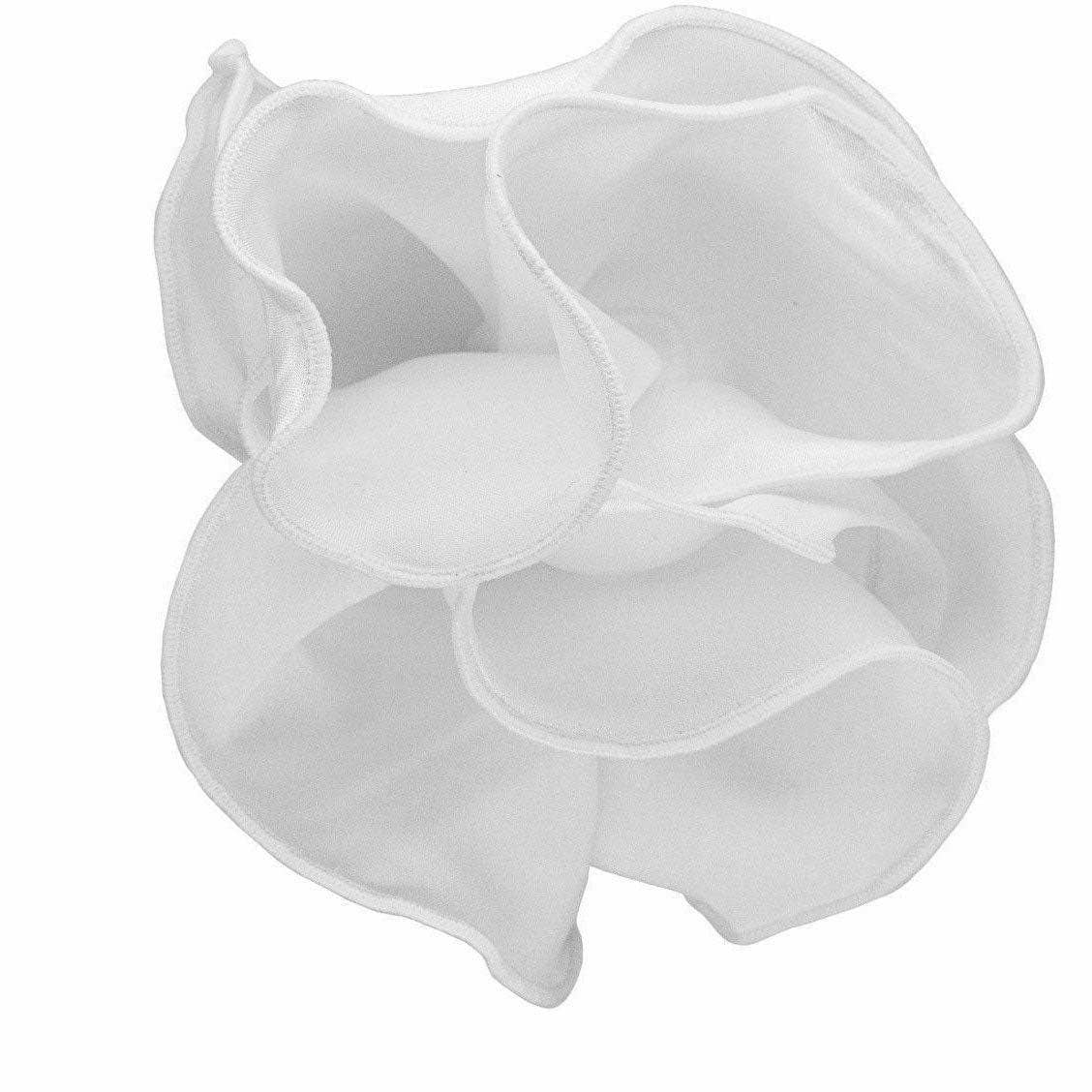 Classy Cufflinks - Vittorio Farina Round Pocket Square with Embroidered Piping Var. 02 by Classy Cufflinks: White/White (011)