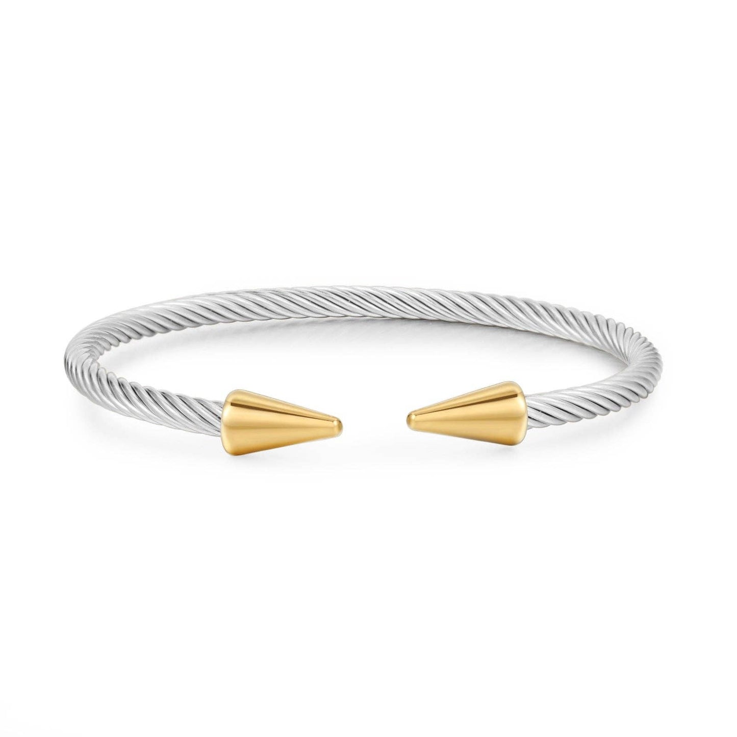 Mio Queena - Stainless Steel Adjustable Nail Bangle: Steel color