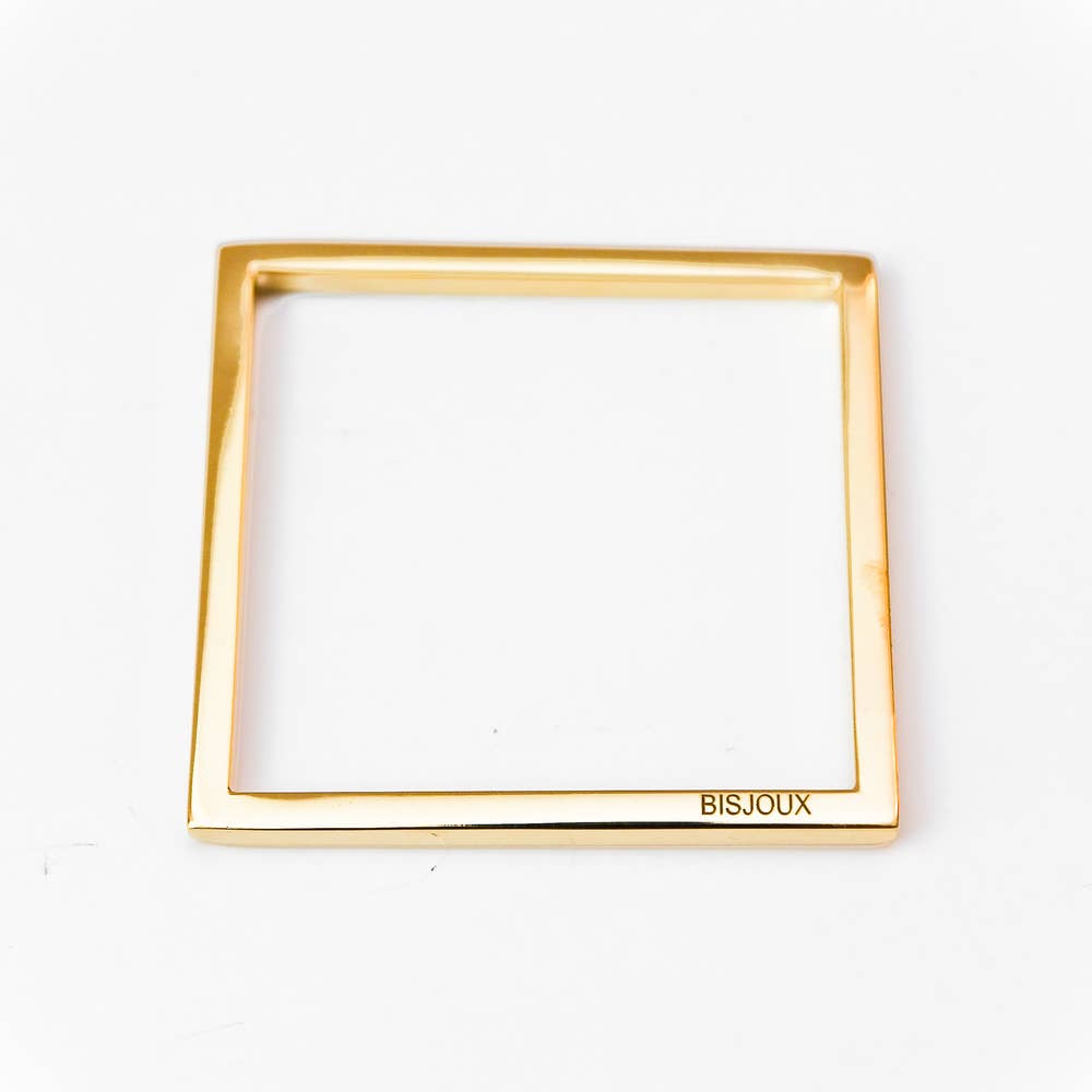 Bisjoux - Brass Quad square Bangle bracelet in silver or brass: Brass