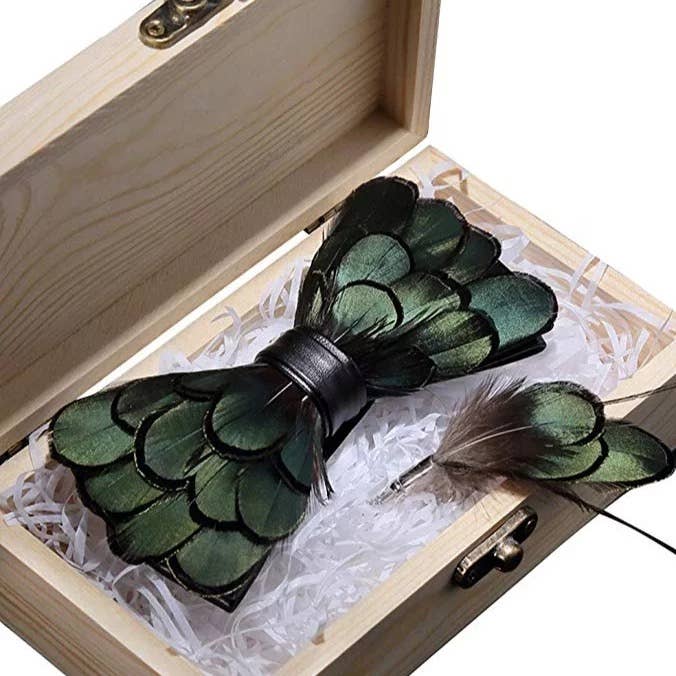 TYED BY DEDE - Handmade FeatherBowtie W/free Lapel Pin