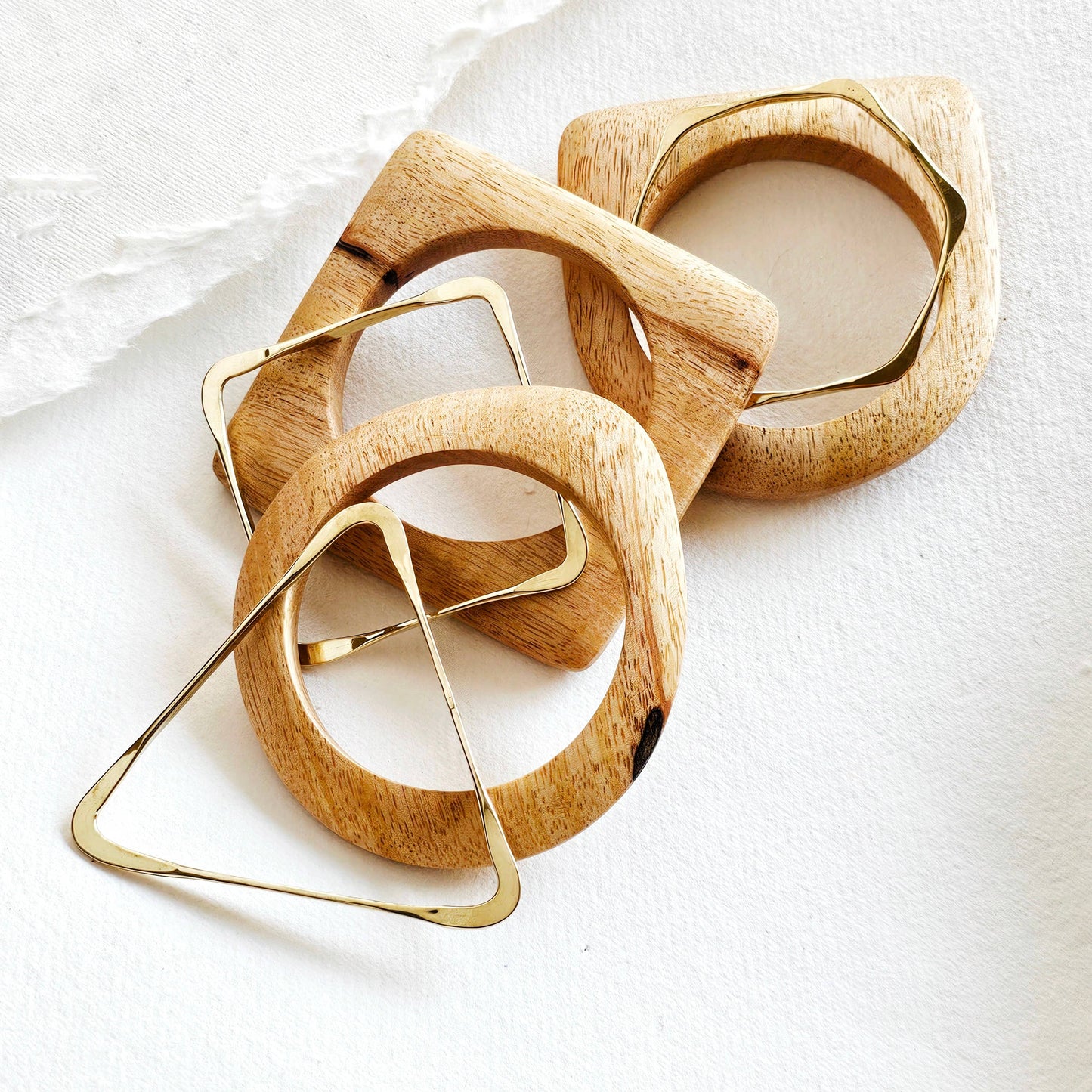 Bisjoux - Bare orchard wood designer bangle bracelet set: Wood set