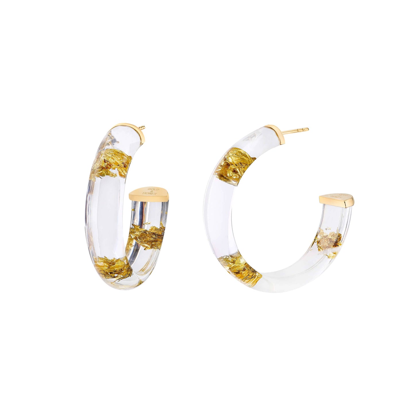 Gold & Honey - 1.5" Clear 24K Gold Leaf Hoops