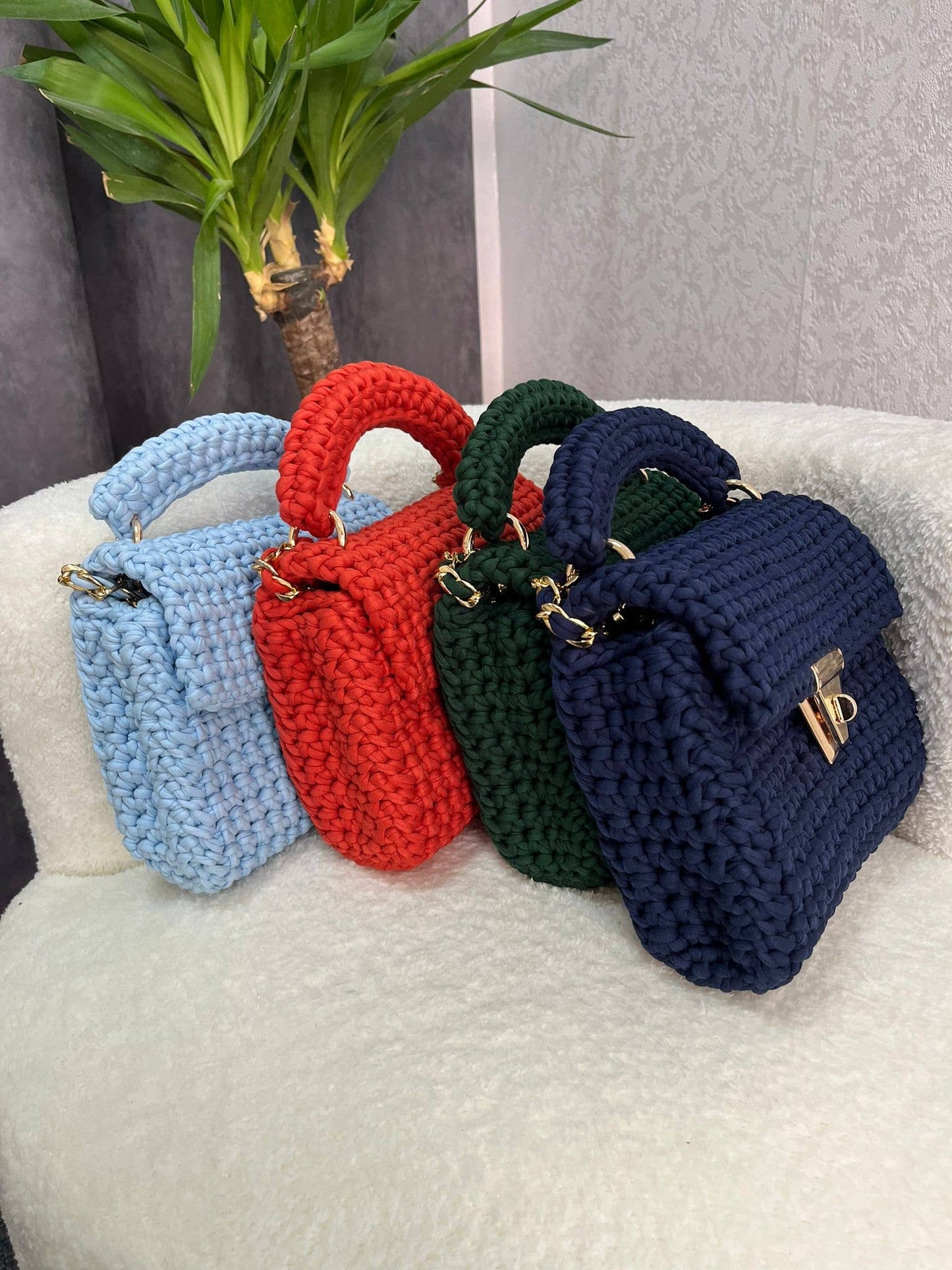 CHQEL - CHQEL Green Evening Clutch Bag for Women, Handmade Crochet