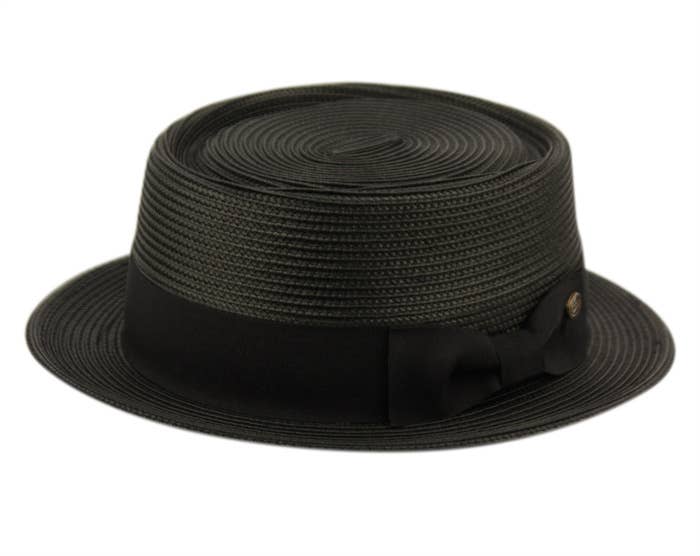 Epoch hats - Poly Braid Pork Pie Hats Derby Fedora Upturn Brim Hat: Black