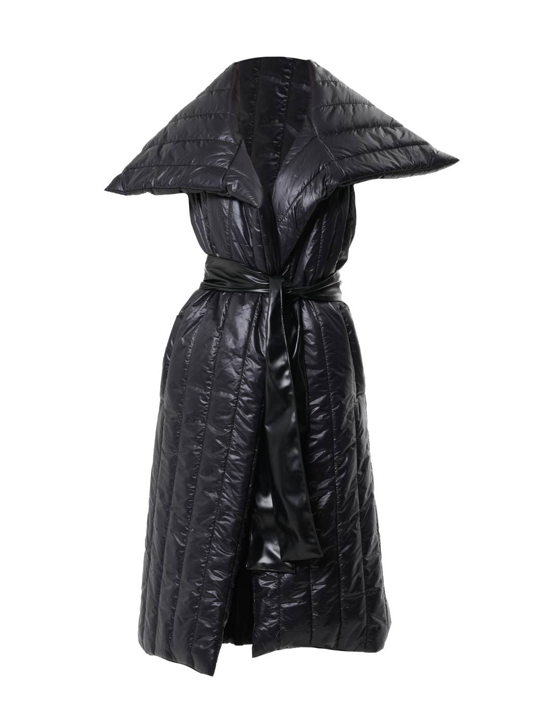 Metamorphoza - Loose Long Sleeveless Coat: L / Black