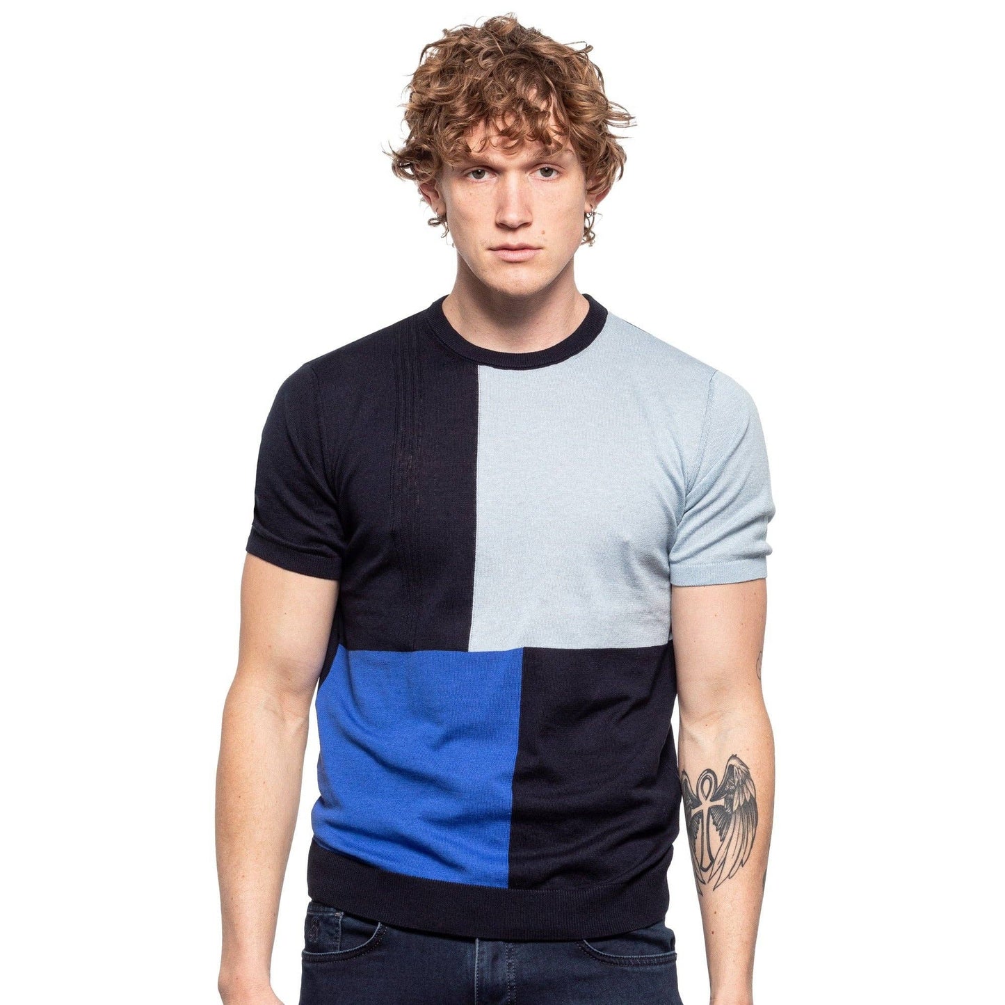 EIGHT X - Mondrian Knit Shirt - Summer Blues: BLUE / 3XL