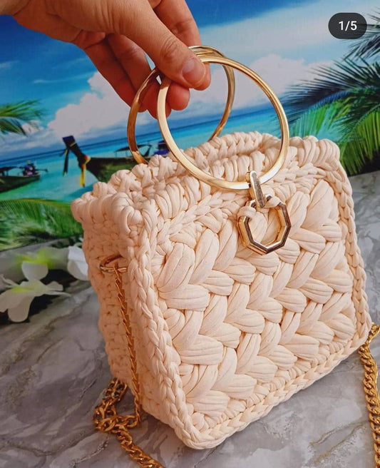 CHQEL - CHQEL Evening Clutch Bag for Women, Handmade Crochet Wedding
