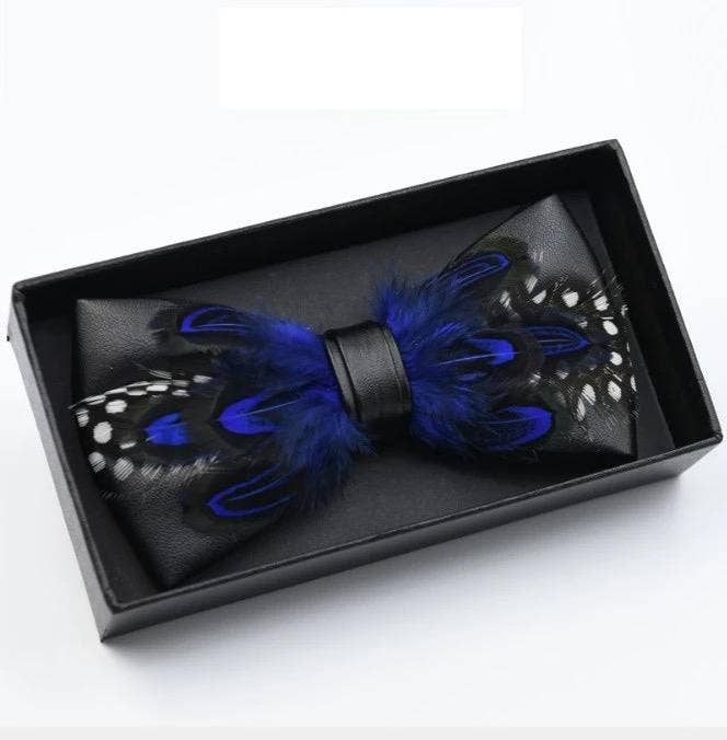 TYED BY DEDE - Handmade Feather Bow Tie Brooch Pin for Men's Wedding Party