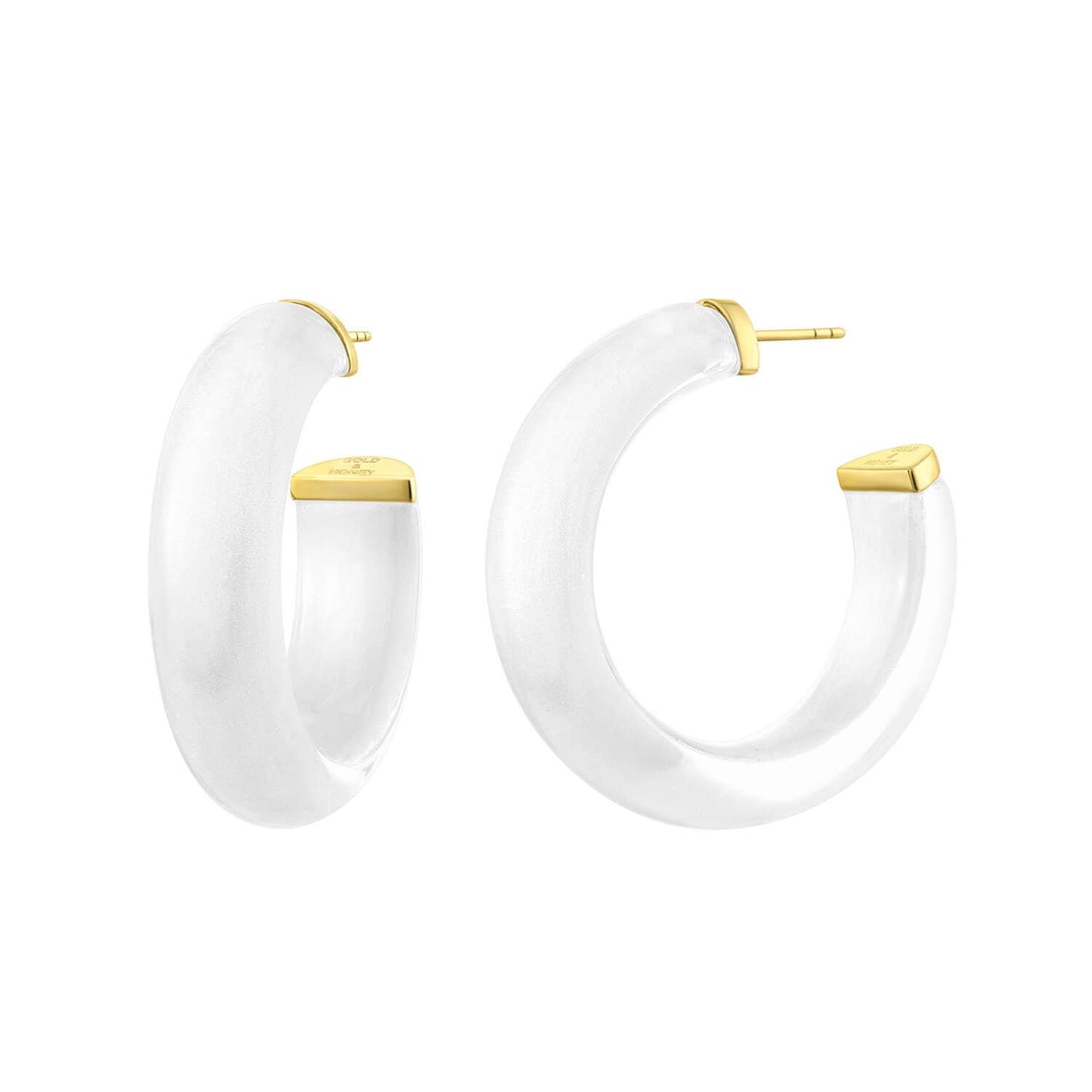 Gold & Honey - 1.5" Small Dove Illusion Hoop Earrings