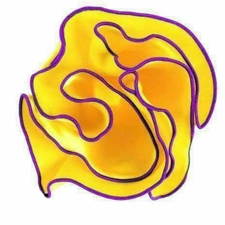 Classy Cufflinks - Vittorio Farina Round Pocket Square with Embroidered Piping Var. 02 by Classy Cufflinks: Yellow/Purple (025)