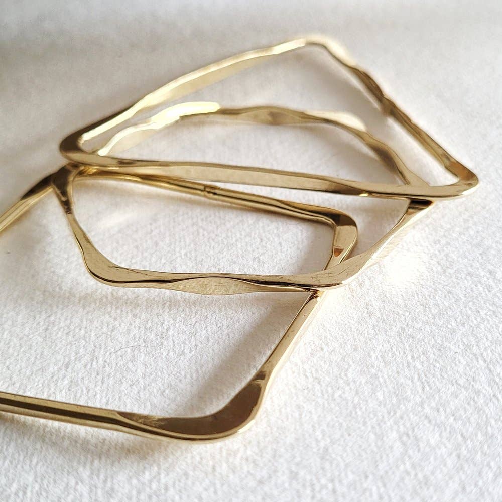 Bisjoux - Brass geometric bangle set square triangle bracelet