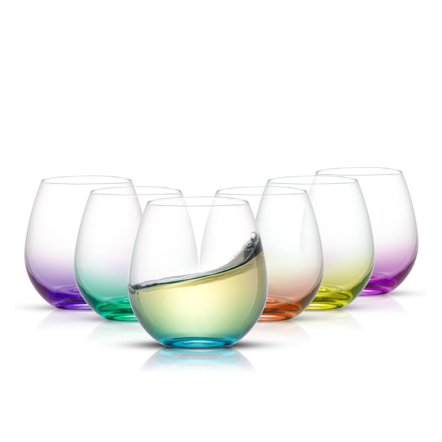 JoyJolt - Hue Colored Stemless Wine Glasses, Colorful Party Glasses