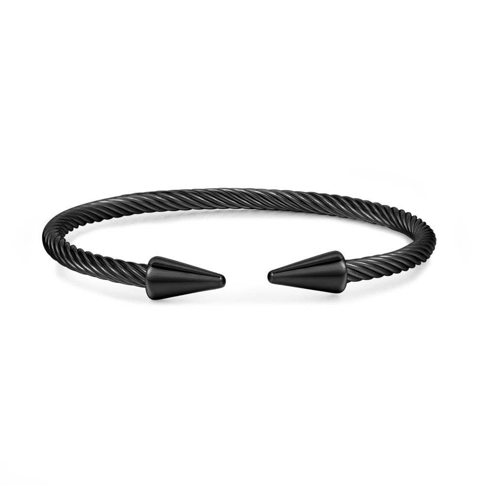 Mio Queena - Stainless Steel Adjustable Nail Bangle: Steel gold