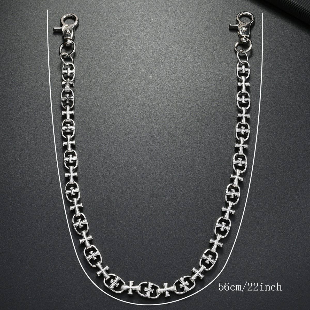 ACCITY - FASHION PERSONALITY CROSS YOUTH JEANS CHAIN_CWMM4875: Silver / (OS) 1