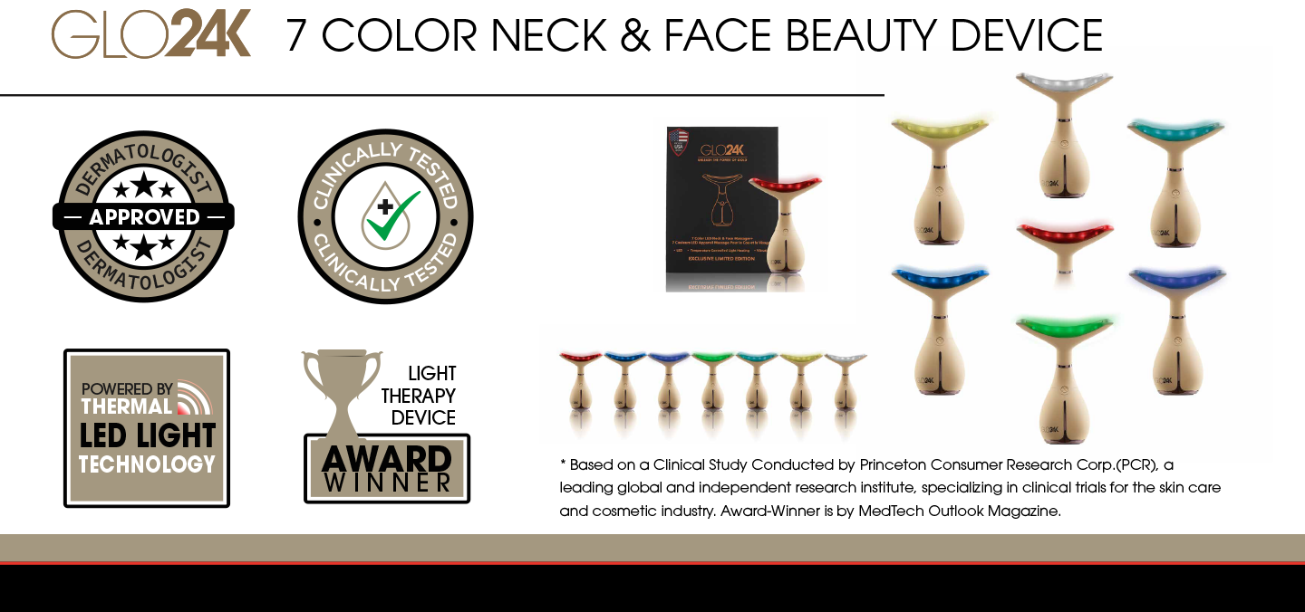 GLO24K - 7 Color LED Neck and Face Beauty Device - Limited Edition