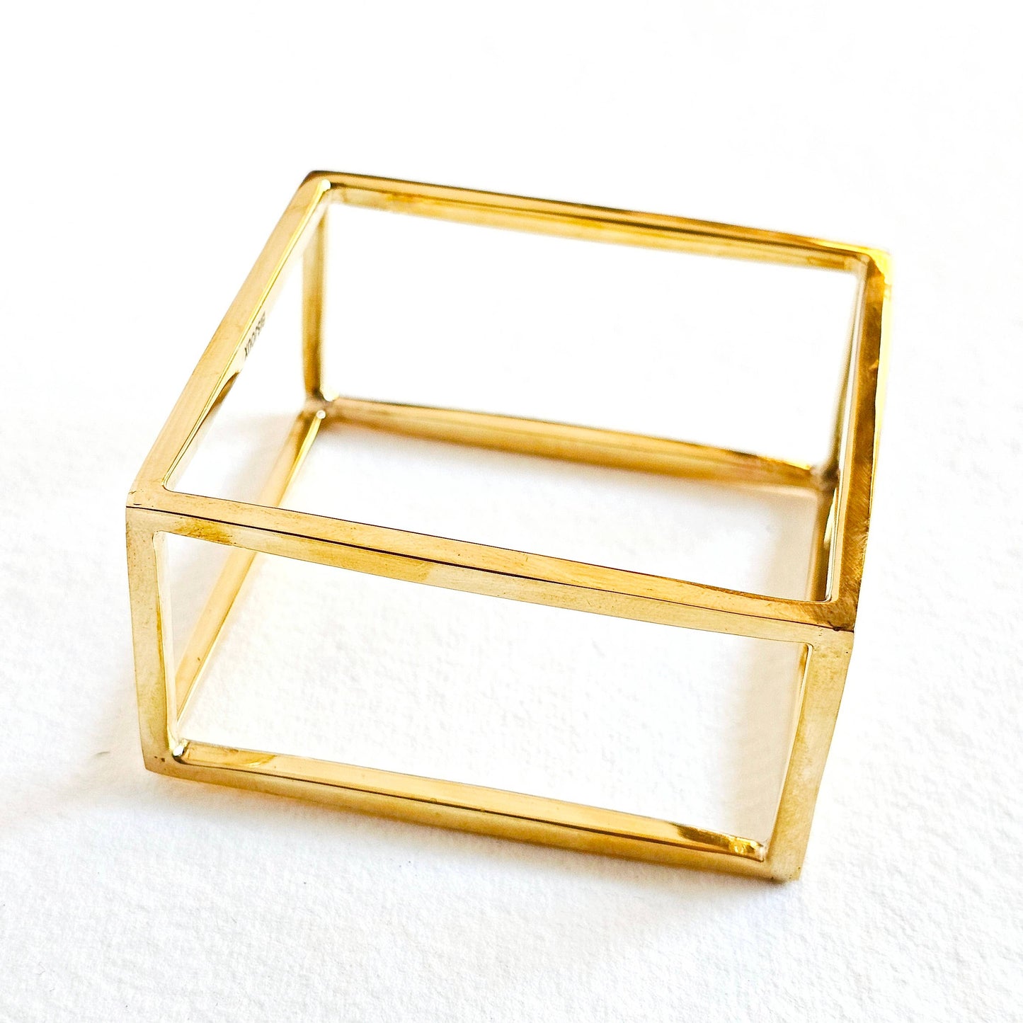 Bisjoux - Brass bold cube square bangle bracelet 2 sizes: Large