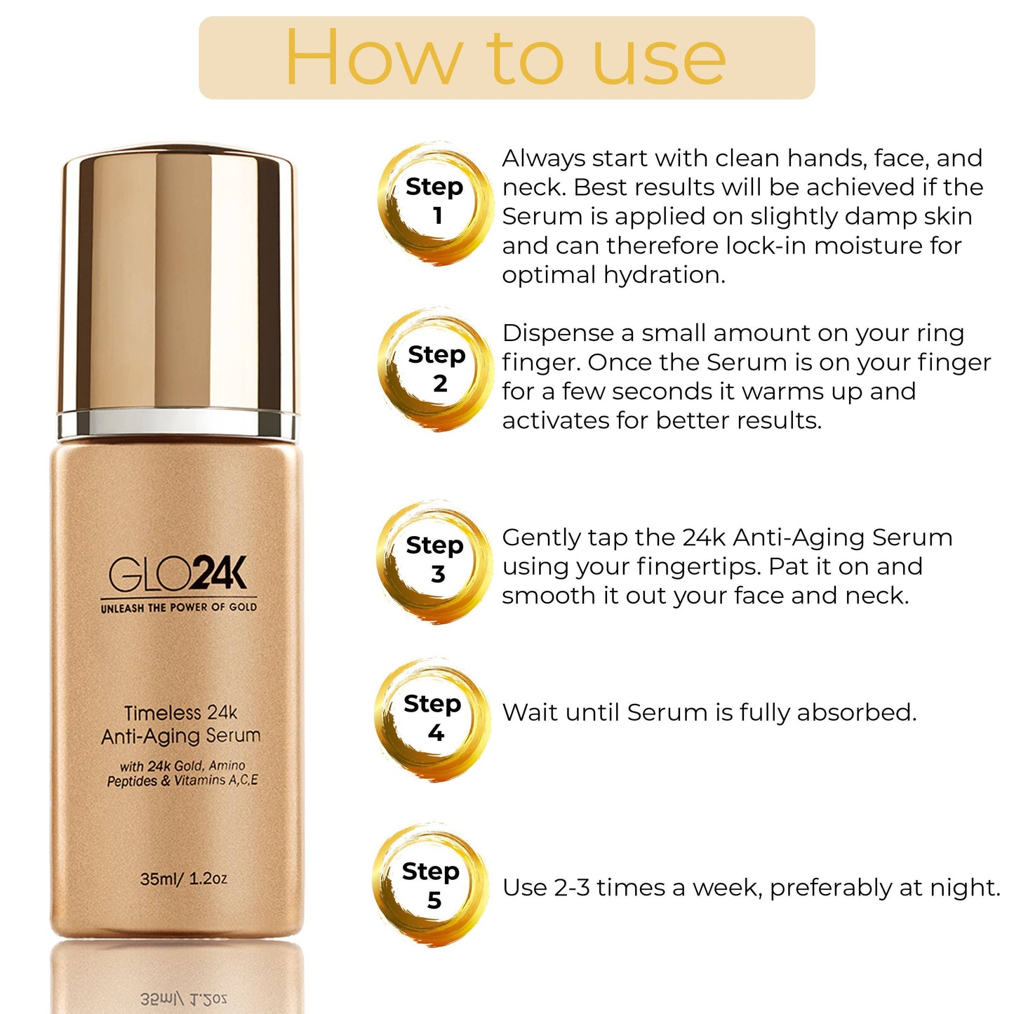GLO24K - Timeless 24k Anti-Aging Serum with 24k Gold & Amino Peptides