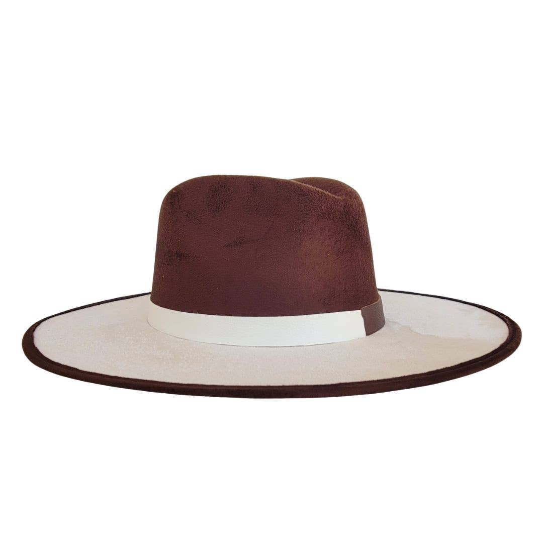 PETRA SAVAGE - CONRAN Women's Fedora Crown Beige and Brown Hat: M/L