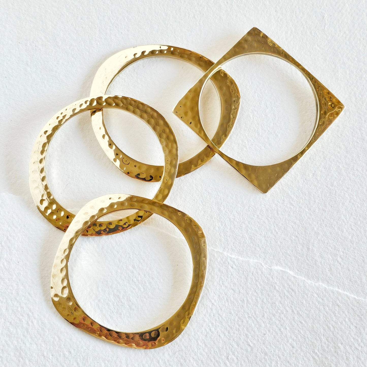 Bisjoux - Brass geometric bold hammered bangle set x4 bracelet