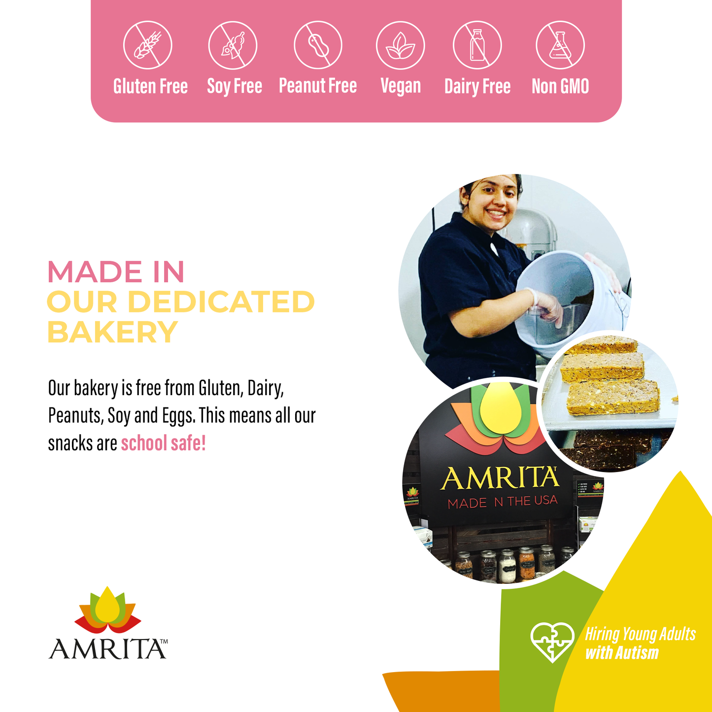Amrita Health Foods - Sunflower Butter & Jelly High Protein Bars, High Fiber, GF