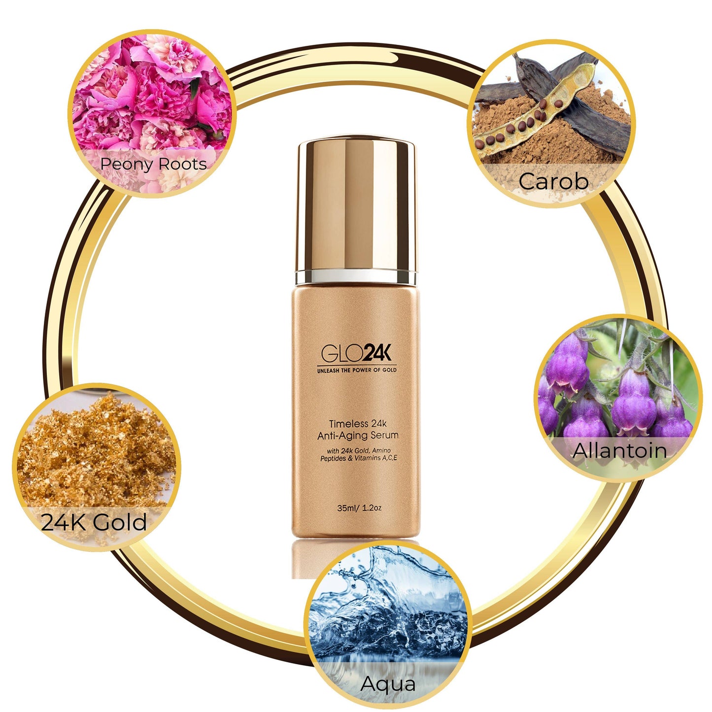 GLO24K - Timeless 24k Anti-Aging Serum with 24k Gold & Amino Peptides
