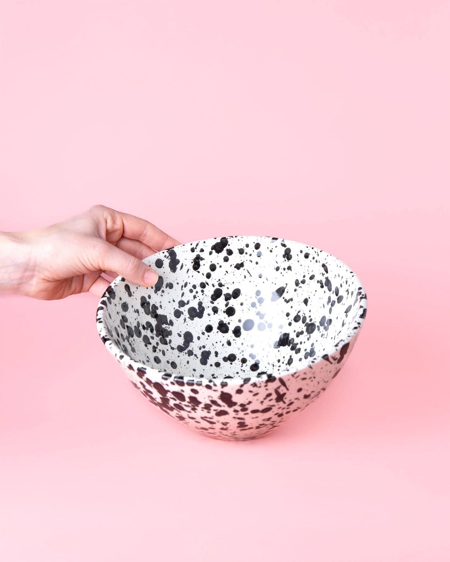 Alfar Tierra Cocida - Large Modern Ceramic Salad Bowl / Black and White GALAXI