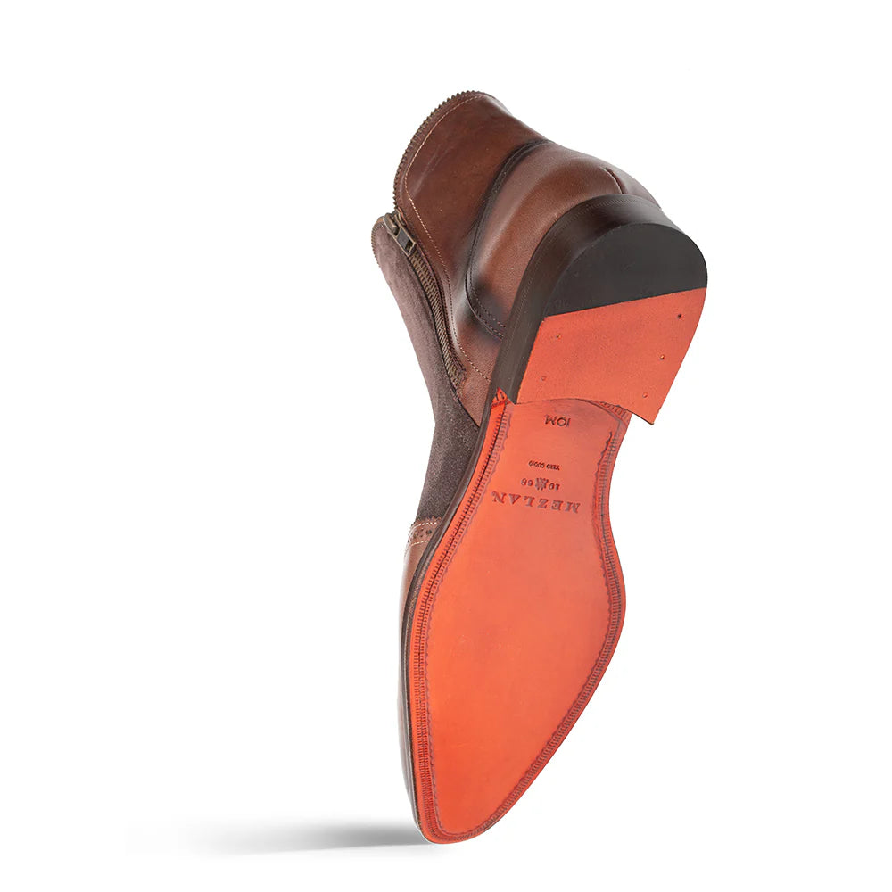 Mezlan Brown Suede Calfskin leather Wingtip  Zip Boot
