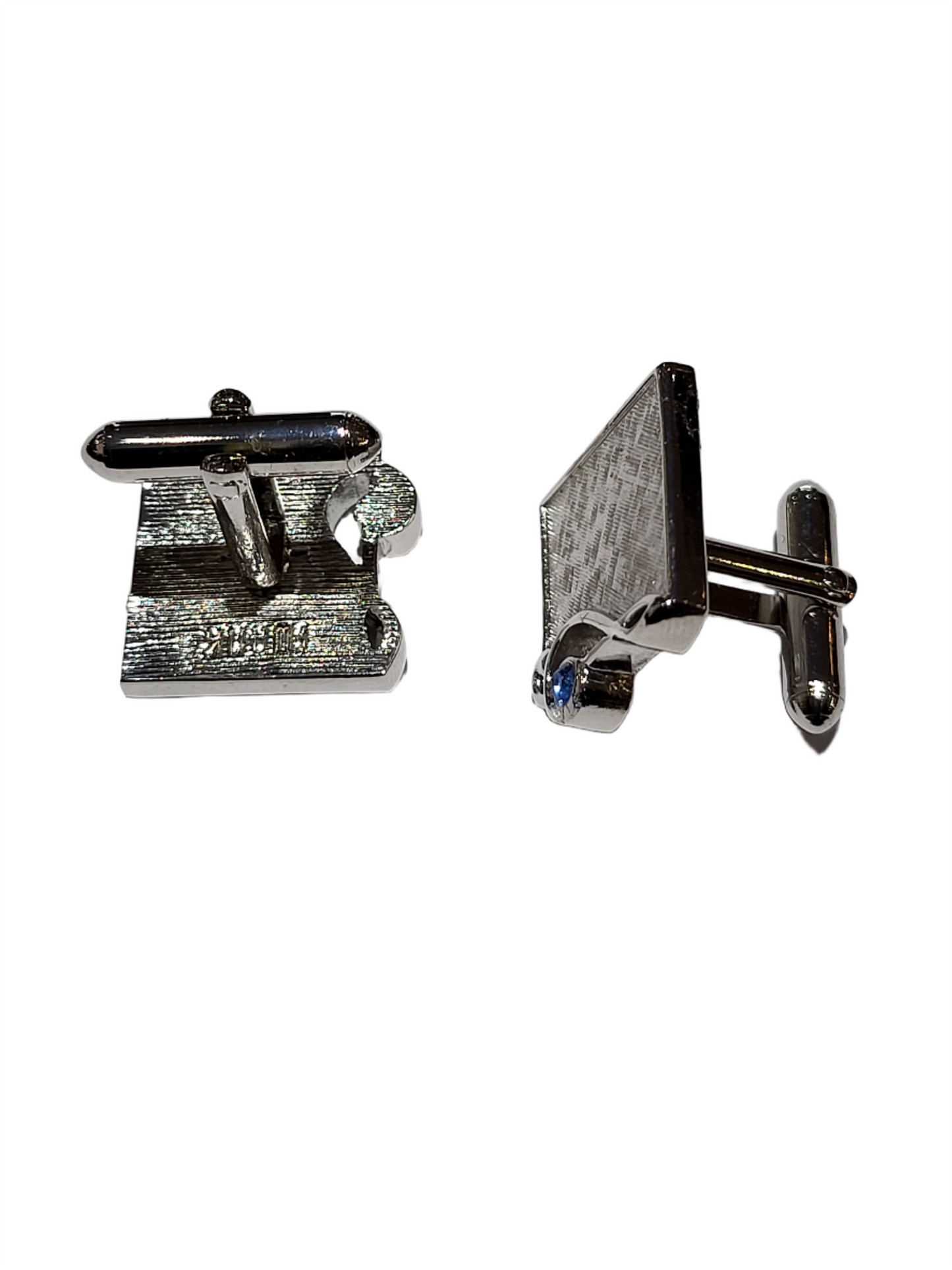Musical Note Cufflinks with Blue Rhinestone