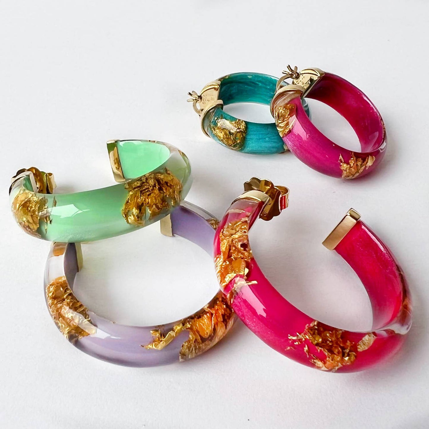 Gold & Honey - 1.5" Clear 24K Gold Leaf Hoops