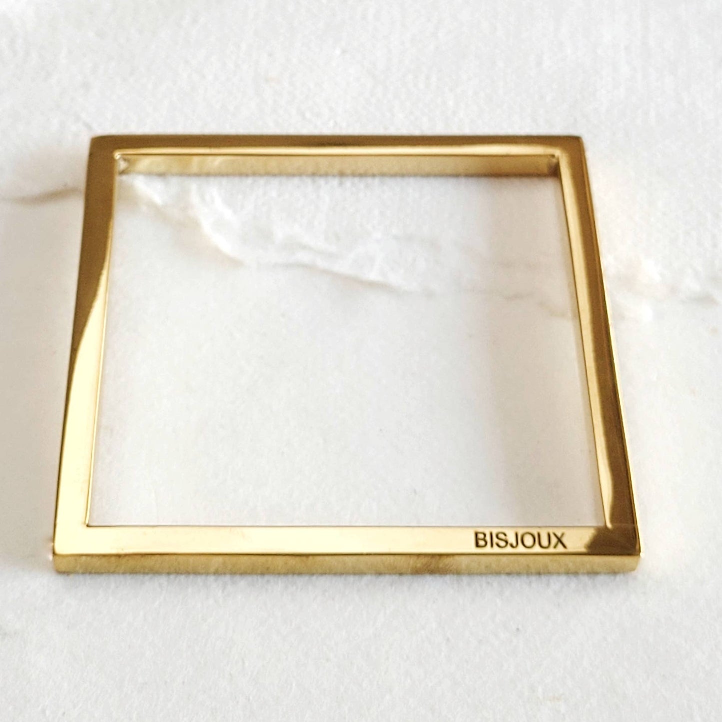 Bisjoux - Brass Quad square Bangle bracelet in silver or brass: Brass