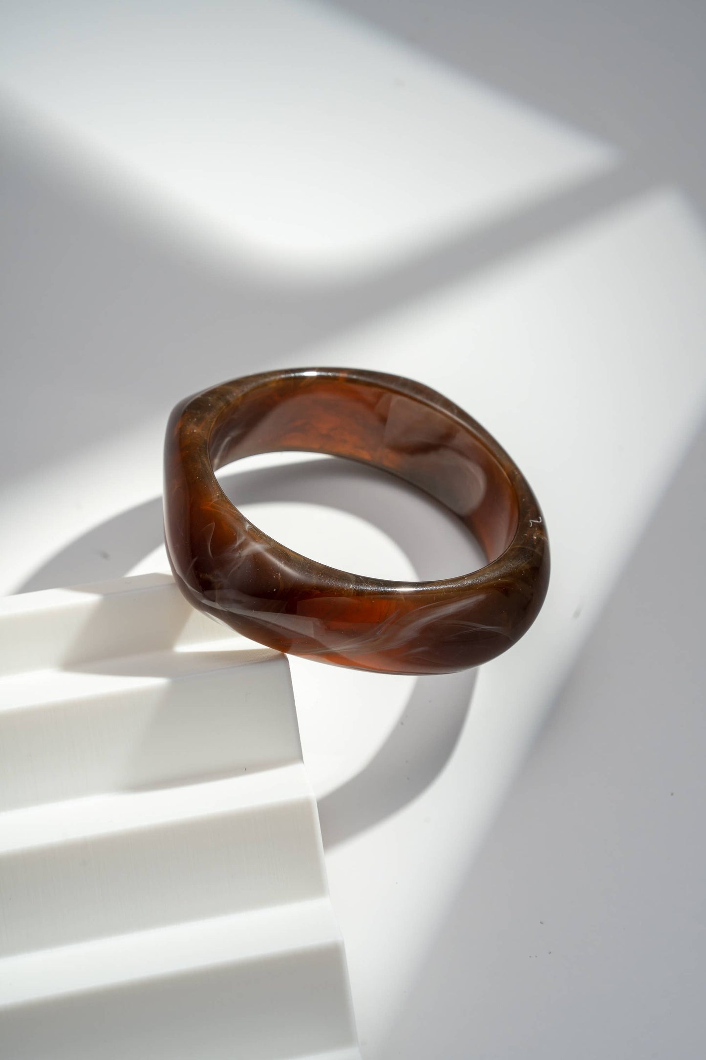 COSMOS - Resin bangle bracelets - Bordeaux Ecru Brown