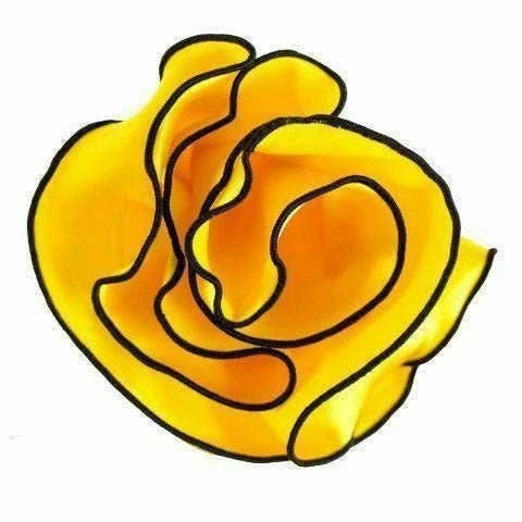 Classy Cufflinks - Vittorio Farina Round Pocket Square with Embroidered Piping Var. 02 by Classy Cufflinks: Yellow/Black (003)