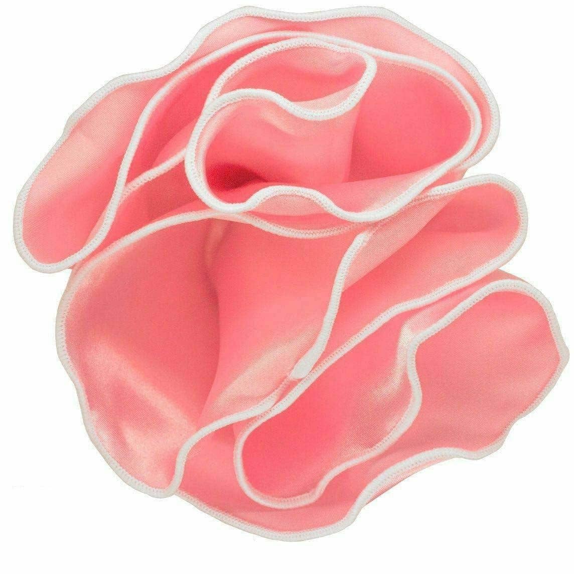 Classy Cufflinks - Vittorio Farina Round Pocket Square with Embroidered Piping Var. 02 by Classy Cufflinks: Pink/Black (018)