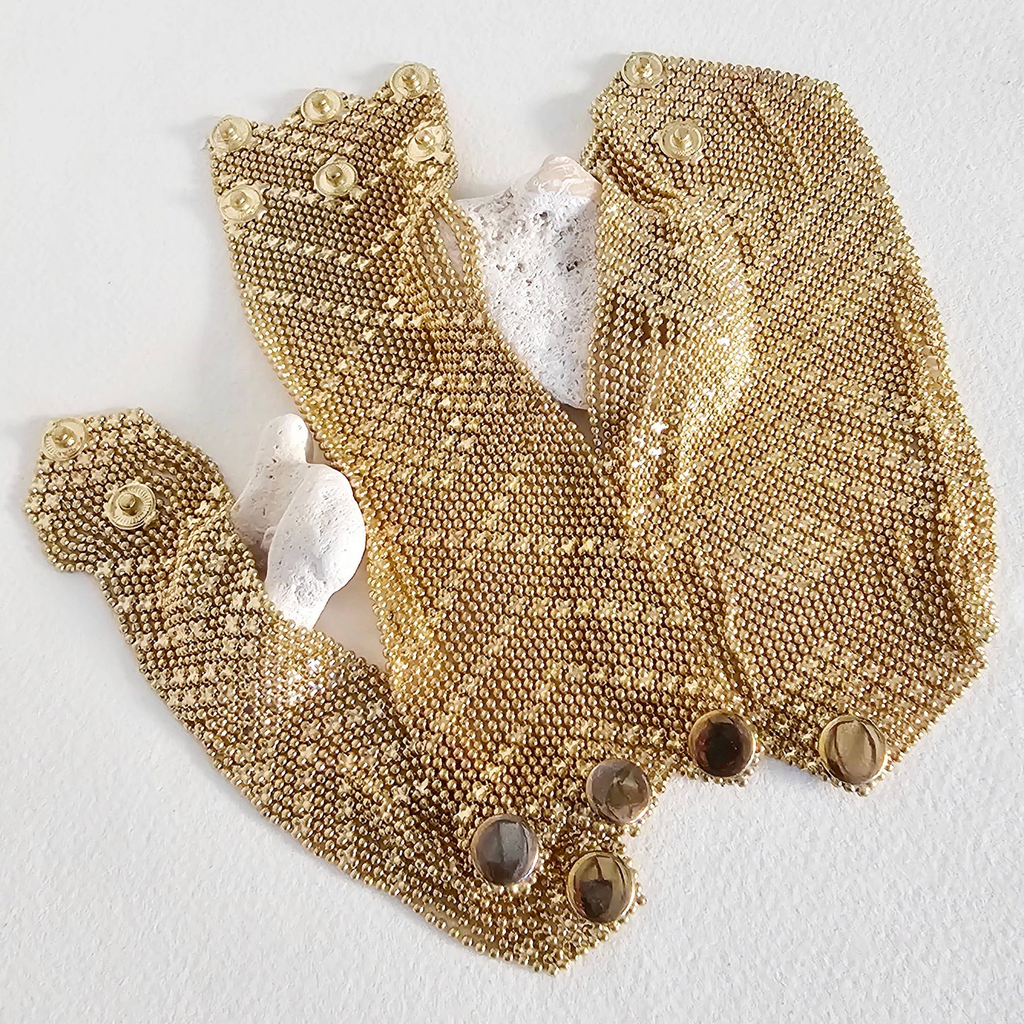 Bisjoux - Brass mesh woven beaded bracelet 3 styles handmade: Large
