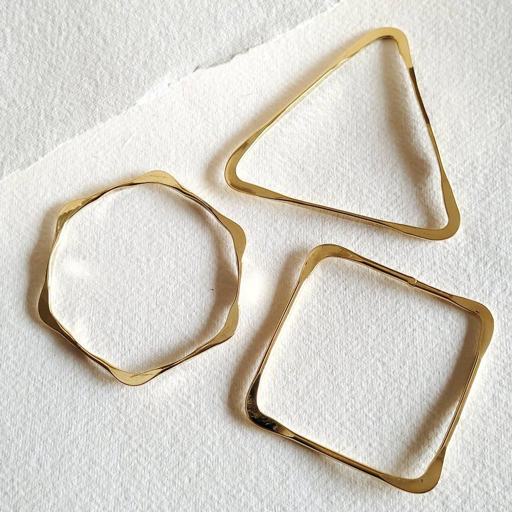 Bisjoux - Brass geometric bangle set square triangle bracelet