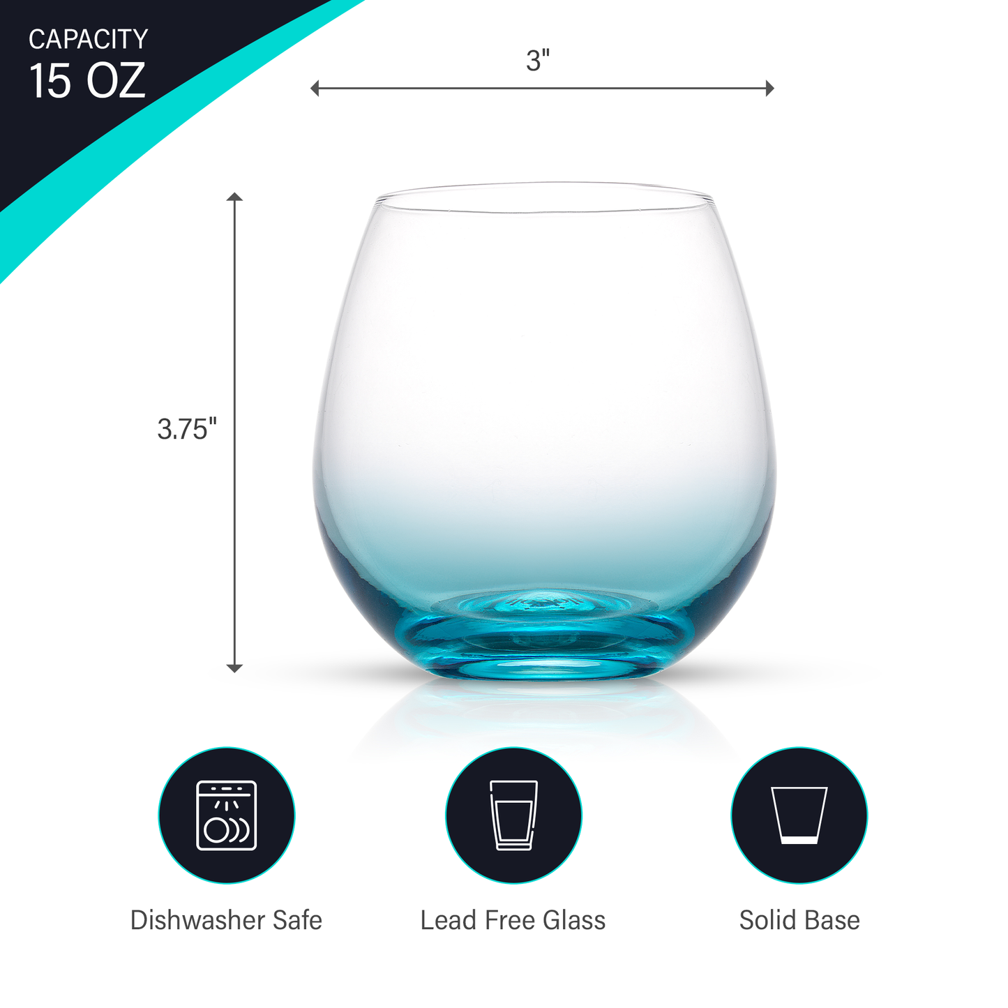 JoyJolt - Hue Colored Stemless Wine Glasses, Colorful Party Glasses