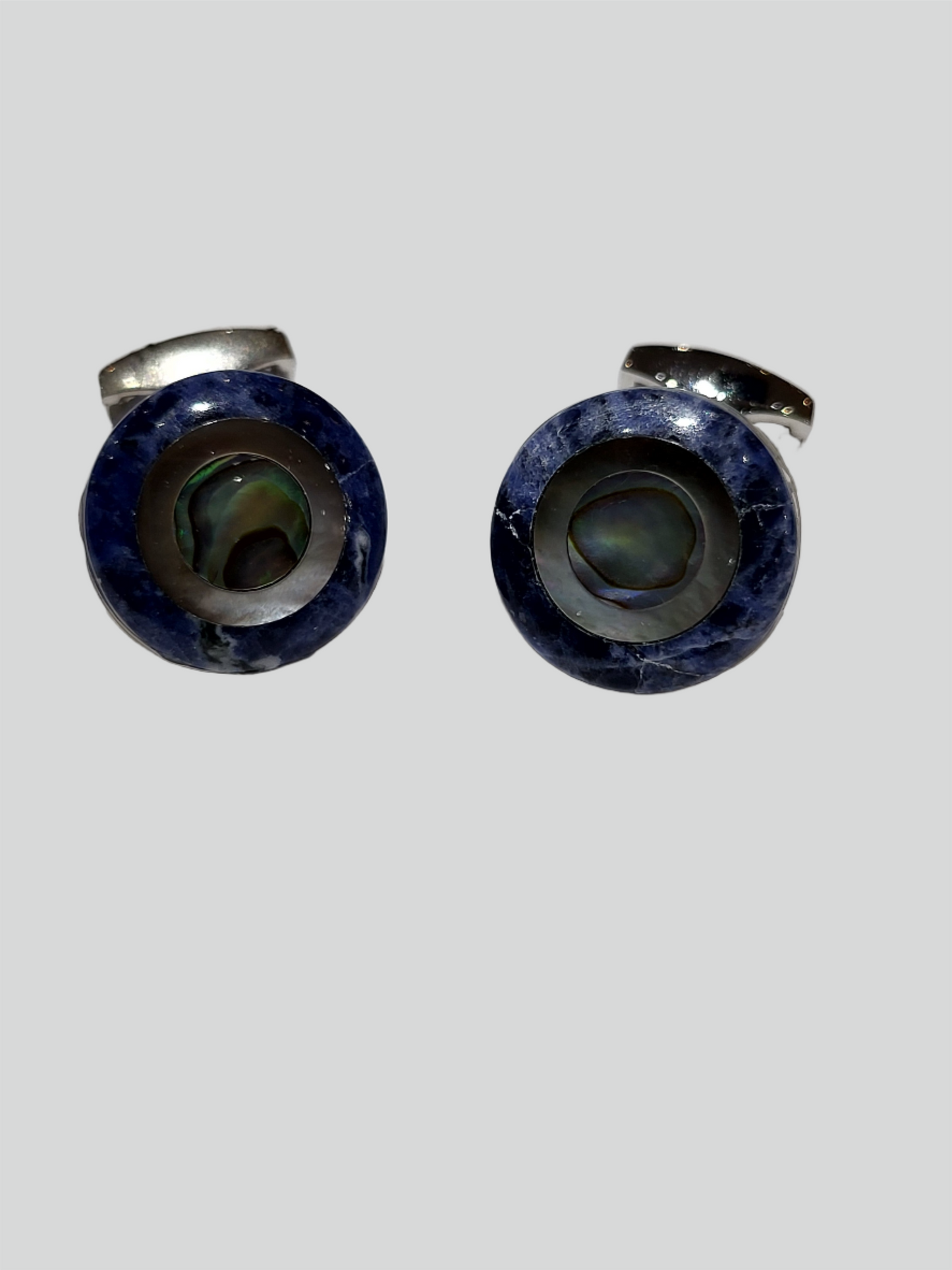 Blue Lapis Stone Green Abalone Shell Center Cufflinks