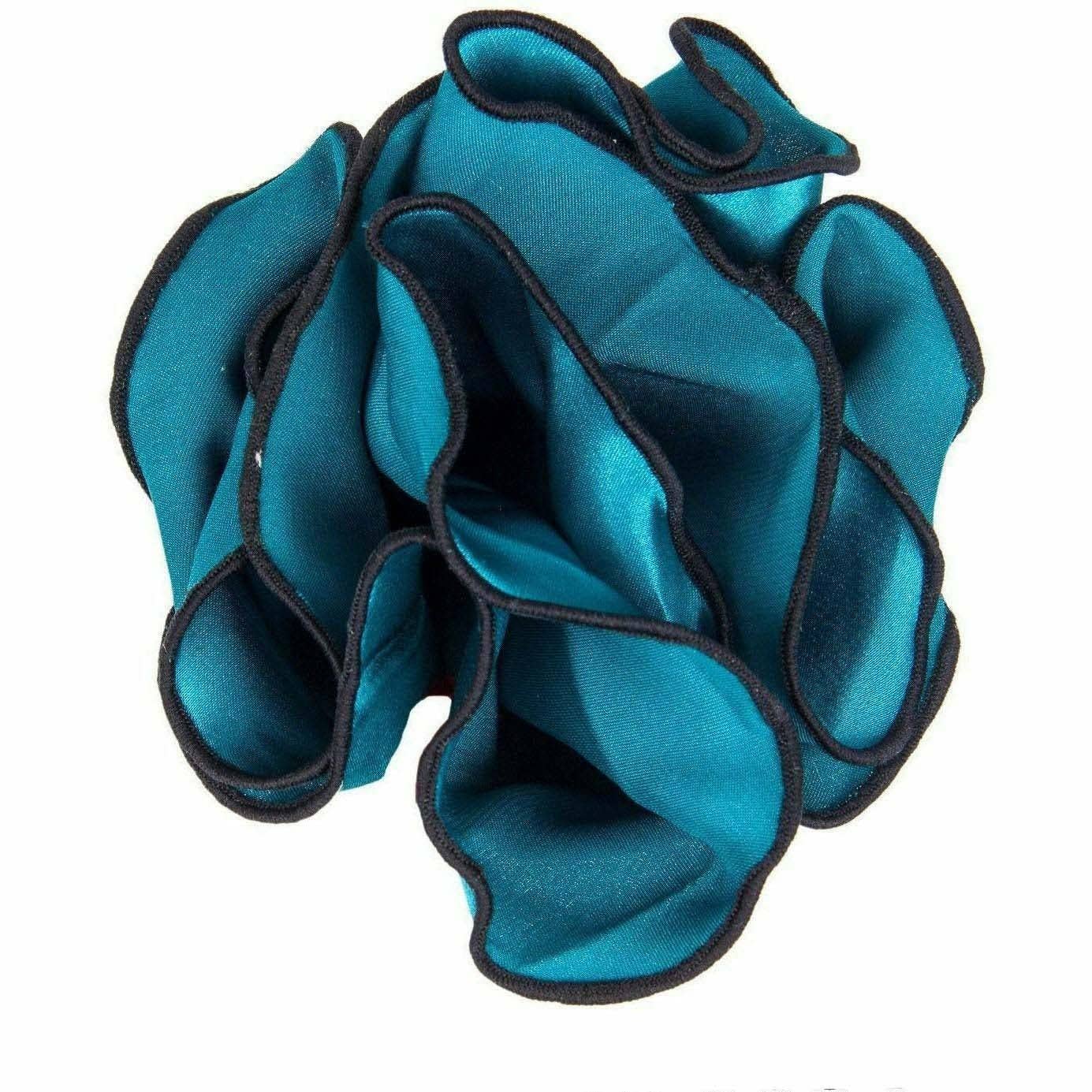 Classy Cufflinks - Vittorio Farina Round Pocket Square with Embroidered Piping Var. 02 by Classy Cufflinks: Pink/Black (018)