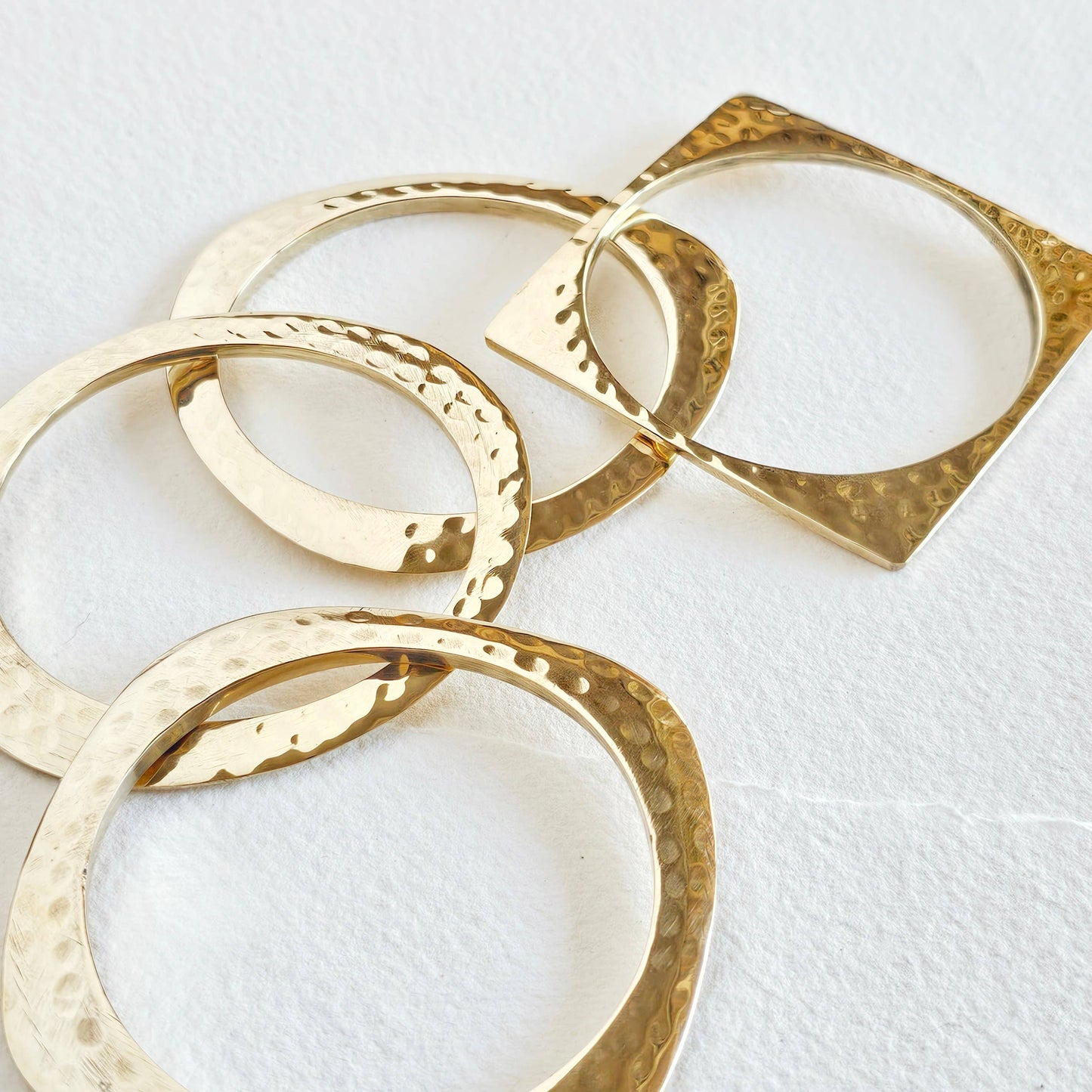 Bisjoux - Brass geometric bold hammered bangle set x4 bracelet