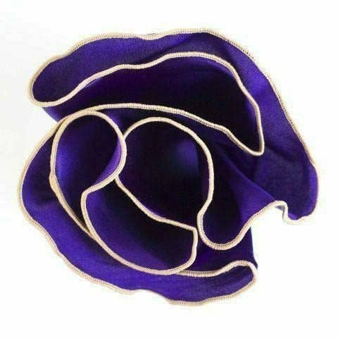 Classy Cufflinks - Vittorio Farina Round Pocket Square with Embroidered Piping Var. 02 by Classy Cufflinks: White/Purple (002)